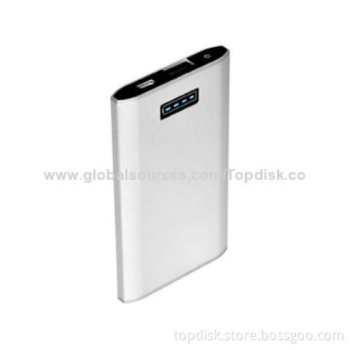 Slim Metal Touch Li-polymer Dual-USB Port Power Bank with 5,300mAh Capacity with 4 LED Indicators